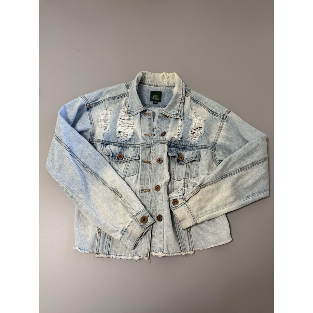 Wild Fable Distressed Denim Jacket woman's S. M15